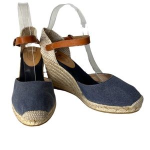 Brown’s Couture Blue Demin Wedge Espadrilles size 9